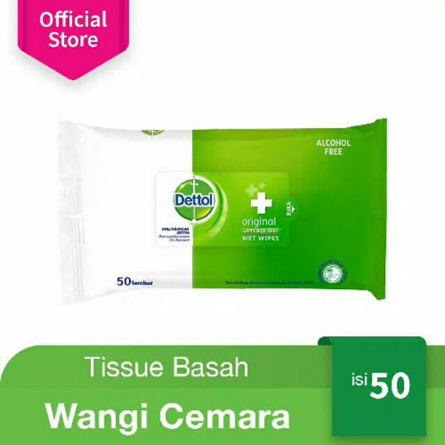 [READY STOCK] TISU BASAH TISSUE BASAH WET WIPES ANTI BACTERIA ANTISEPTIC DETTOL 50 SHEETS ISI 50