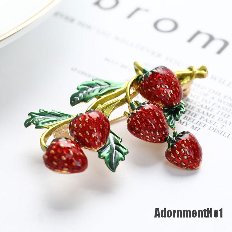 (Adornmentno1) Bros Pin Bentuk Strawberry Merah Untuk Wanita