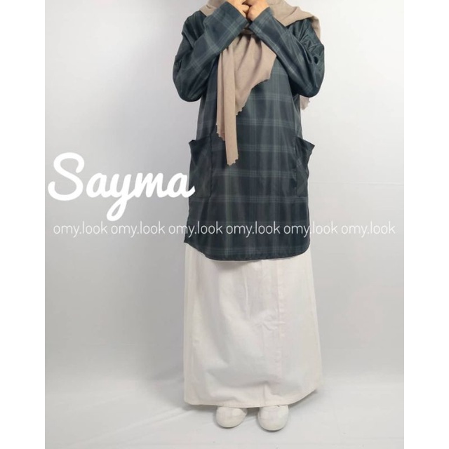 OmyLook Kemeja Tunik Panjang Sayma Motif Kotak Original Produk