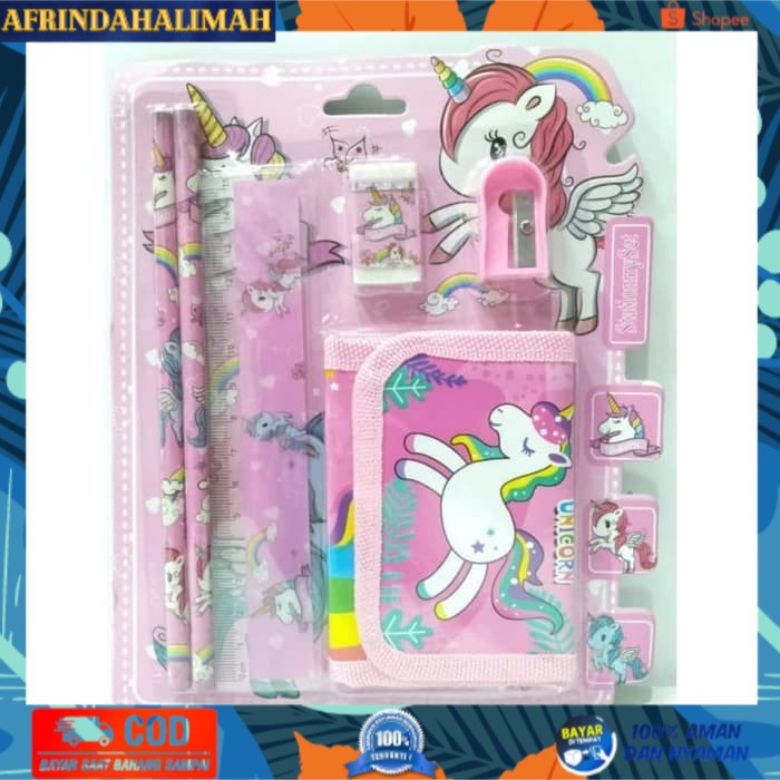 

{TERBARU} dompet perlengkapan sekolah unicorn study set