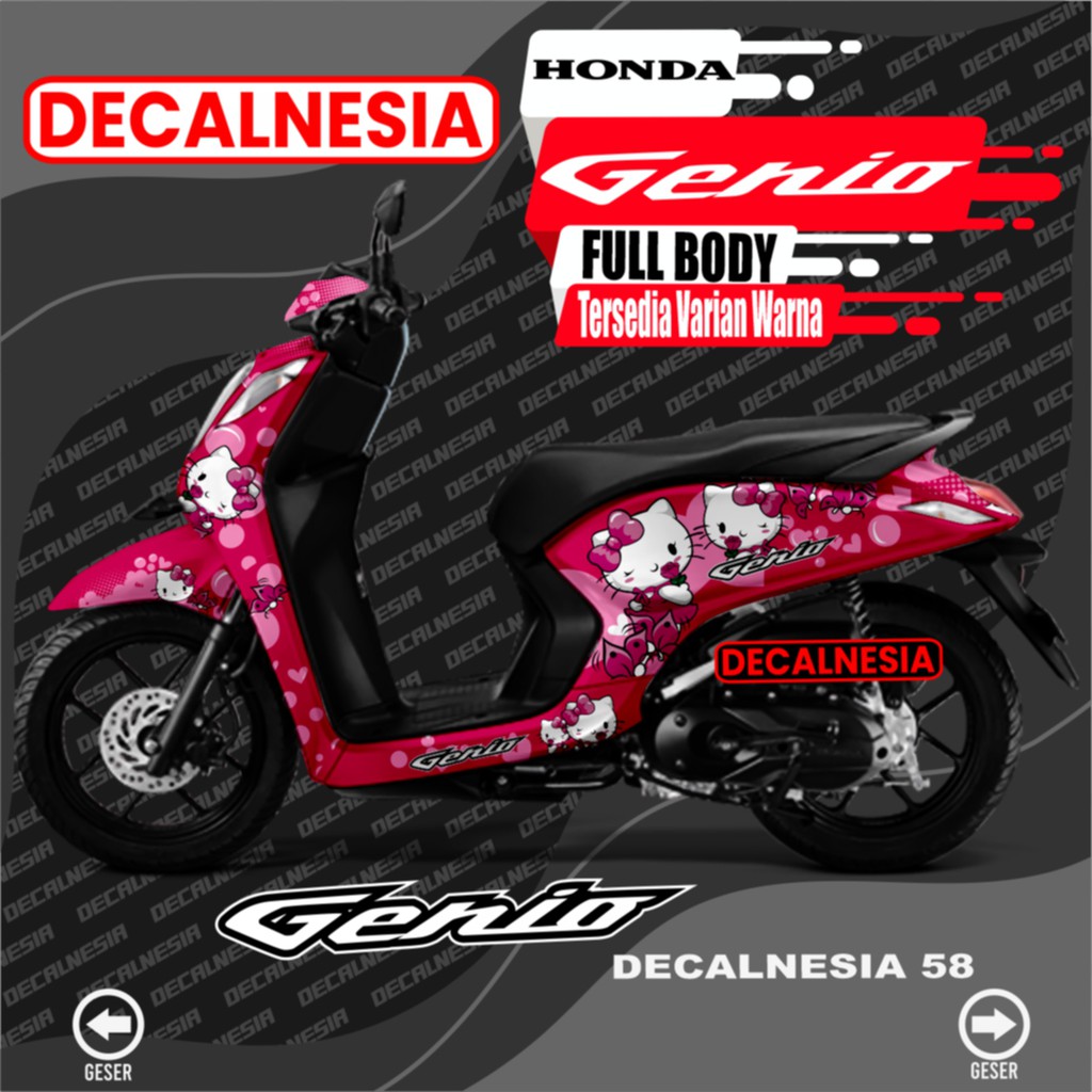 Decal Stiker Genio FullBody  Motor Honda Modifikasi Variasi Dekal Sticker Genio Motif Hello Kitty