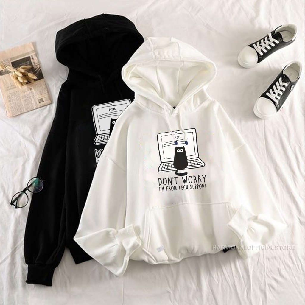 Parisdivarious Sweater Hoodie Jemper Laptop Cat Bahan Fleece Size S - XXL (Pria &amp; Wanita)