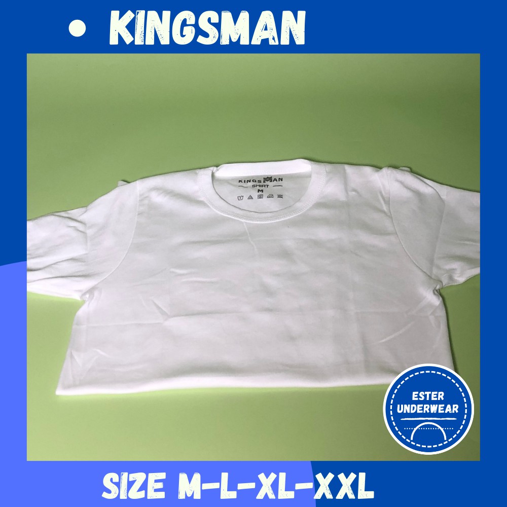 Kaos Oblong O-Neck  Kingsman SPO putih Isi-1Pcs bahan Fine Cotton