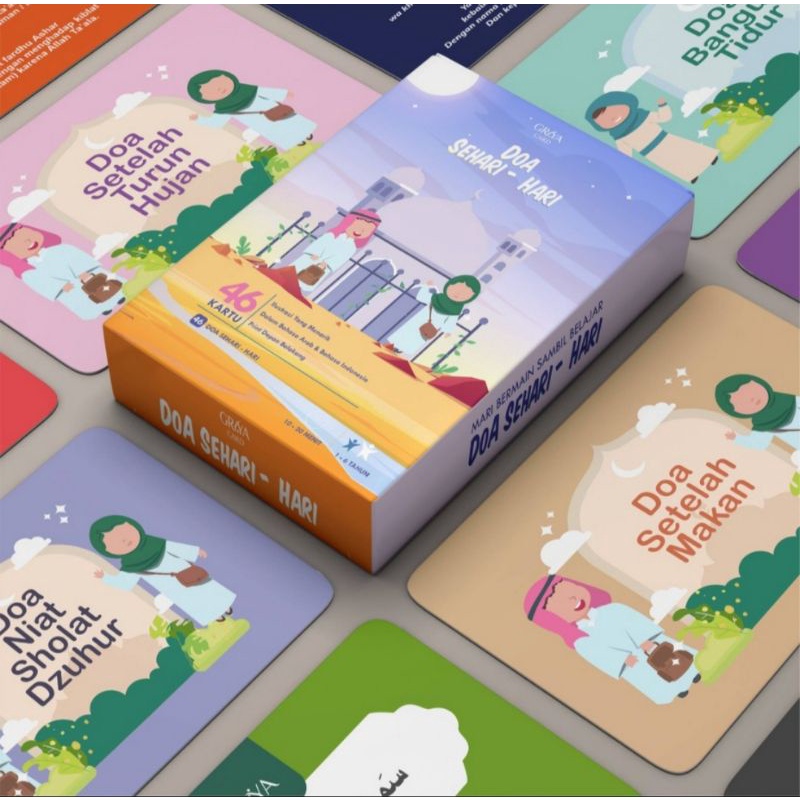 flashcard doa, wudhu dan sholat, asmaul husna, warna dan bentuk