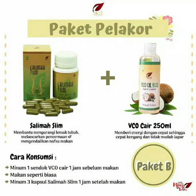 Paket Pelakor Salimah Slim + Vico oil 250ml SR12 Herbal / Peluntur Lemak Kotor