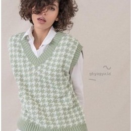 Vest Wanita Jennie knit / Houndstooth Rompi Korea Motif Premium Termurah