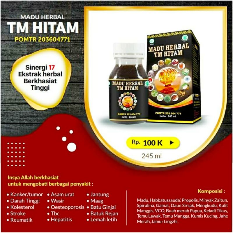 Jual Madu Herbal Tm Hitam Obat Kronis Komplikasi Kanker Tumor Darah Tinggi Kolesterol Stroke