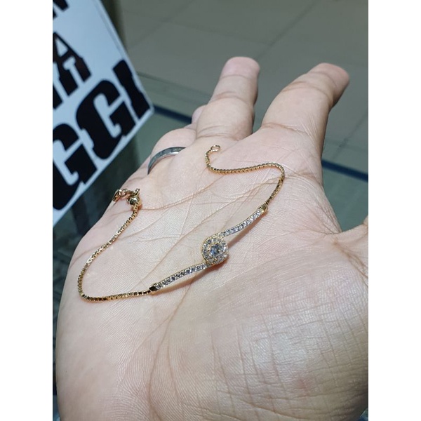 gelang serut mata bundar diamondlook cakep emas 700
