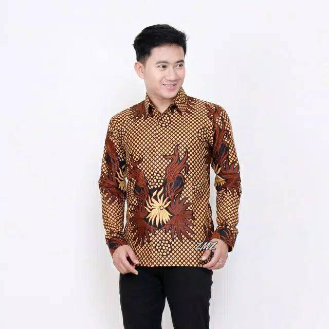 Batik Pria Lengan Panjang BATIK NAKULA HRB026 motif KERATONAN Kode 002 size M L XL XXL Reguler