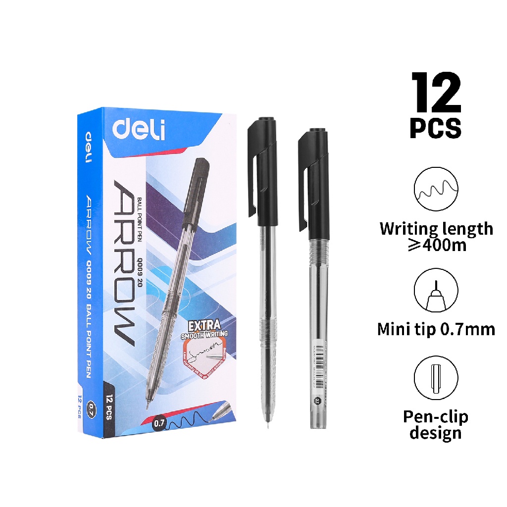 

Ballpoint Pen Deli 0,7mm Pulpen Ball Pen warna Hitam 1 lusin (12 pcs) EQ00920