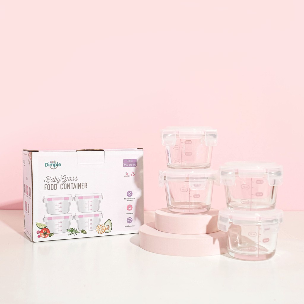 LITTLE DIMPLE MINI ROUND CONTAINER - 4 x 130ML / MFC-820 (PINK )