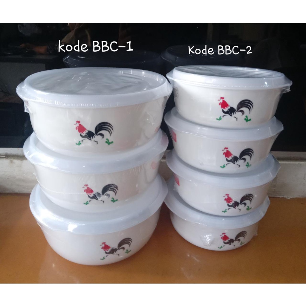 Mangkuk + Tutup Lion Star BBC-1 BBC-2 Emilia Food Case 1500 Ml &amp; 750 Ml Ayam Jago bukan stiker +Bubblewrap