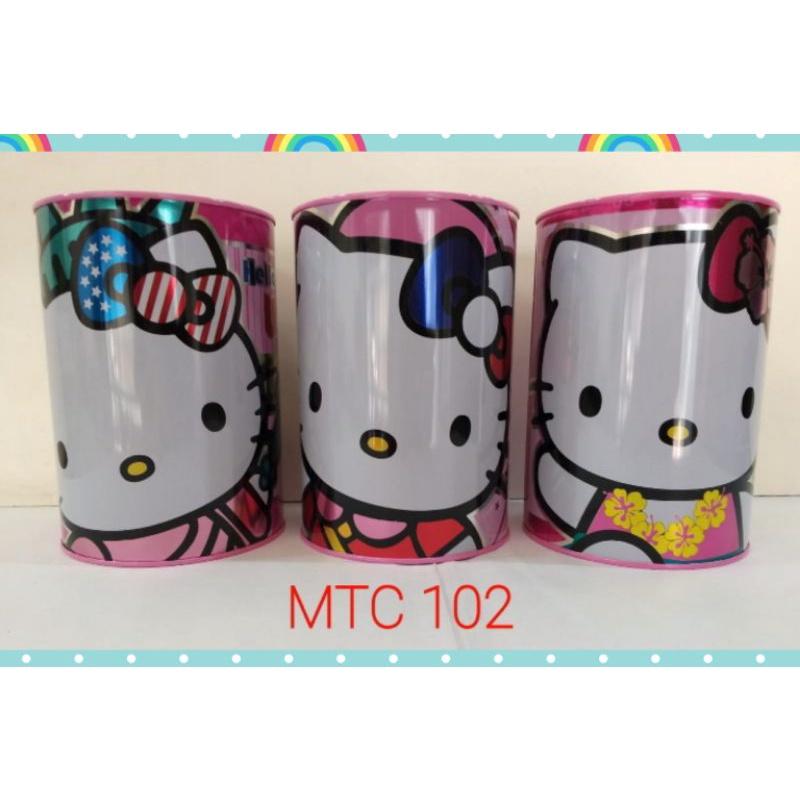 Celengan kaleng metalik hello kitty, minnie mouse, tayo / Celengan tabung technoplast hello kitty, m