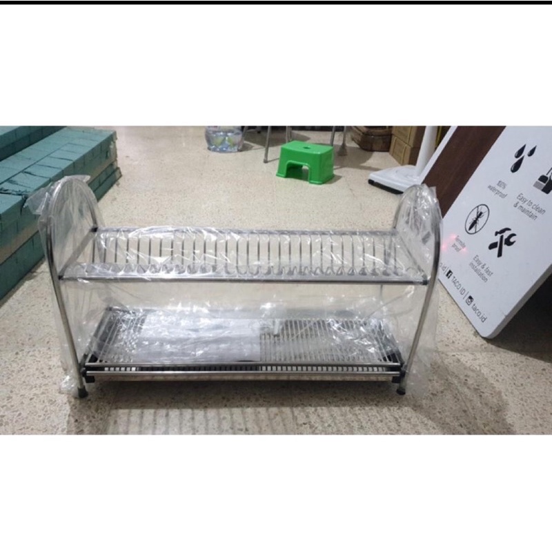 rak piring gelas stainless 2 susun