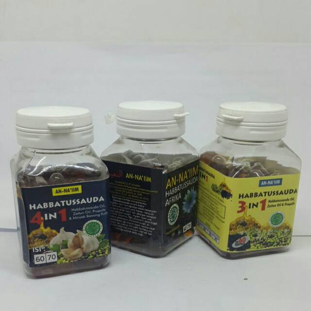 Habbatussauda oil murni isi 60 capsul, 4 In 1/ 3 In 1/ Afrika isi 60 .