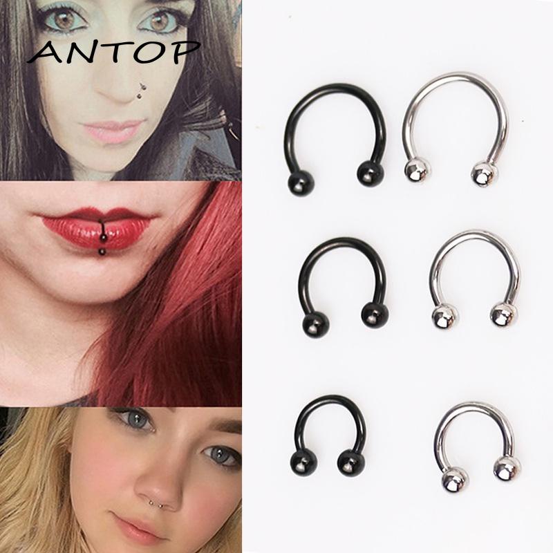 Anting Tindik Hidung / Telinga / Alis / Bibir / Tubuh Bentuk Sepatu Kuda Bahan Stainless Steel