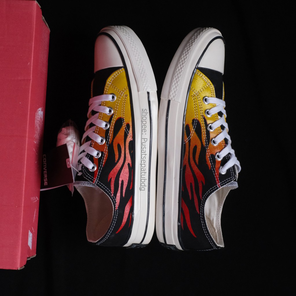 CONVERSE FLAME LOW BLACK RED MOTIF 70S EGRET