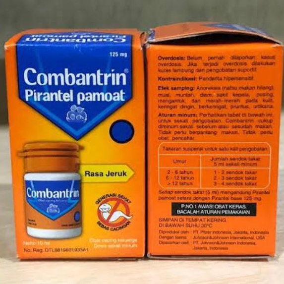 ORIGINAL COMBANTRIN OBAT CACING ANAK SIRUP 10 ML RASA JERUK 125 MG