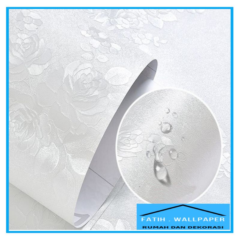 Walpeper stiker dinding kamar dan ruang tamu motif embos putih