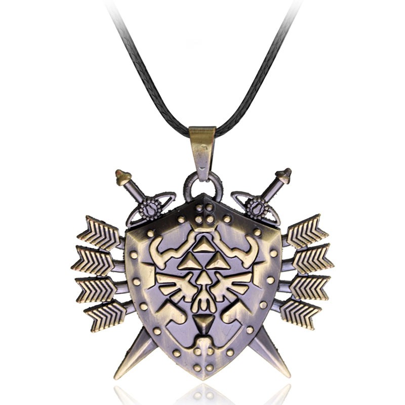 Legend of Zelda Hylian Hyrule Shield Sword Arrows Pendant Necklace