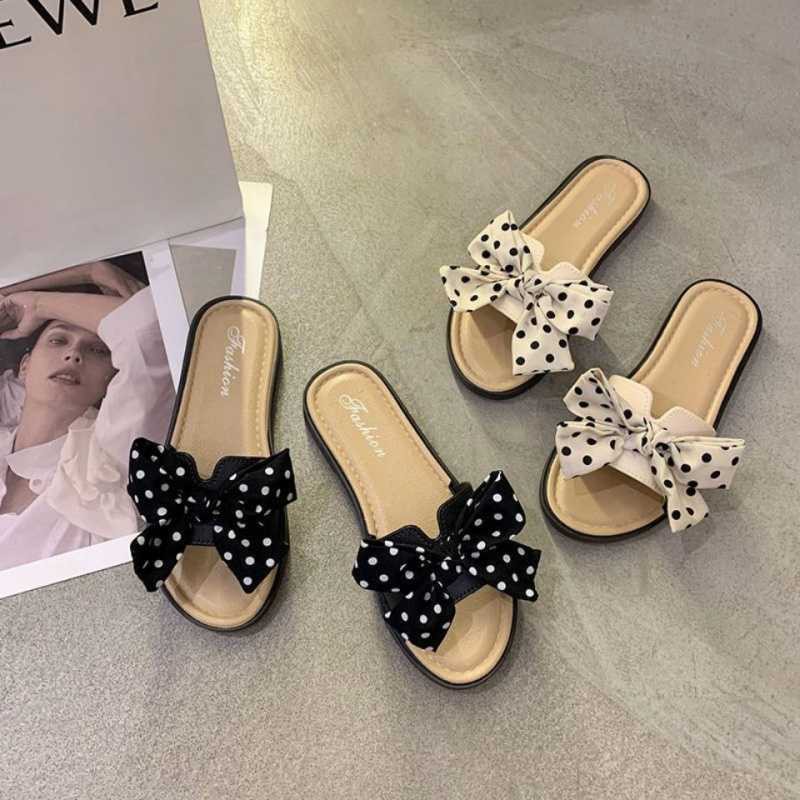 Grosir - S945 Flat Shoes Model Pita Polkadot / Sandal Pita / Sandal Fashion Wanita / Sandal Murah