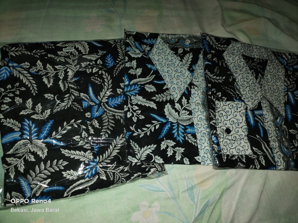 Batik Couple Keluarga Sania Ruffle Ori Ndoro Jowi Dnt Motif Blarak Biru