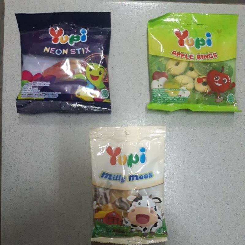 

YUPI MILLY MOOS|YUPI NEON STIX|YUPI APPLE RING|YUPI FUN GUM|YUPI PEACH RING|YUPI LITTLE STAR|YUPI BABY BEAR 40GR CANDY PERMEN LUNAK