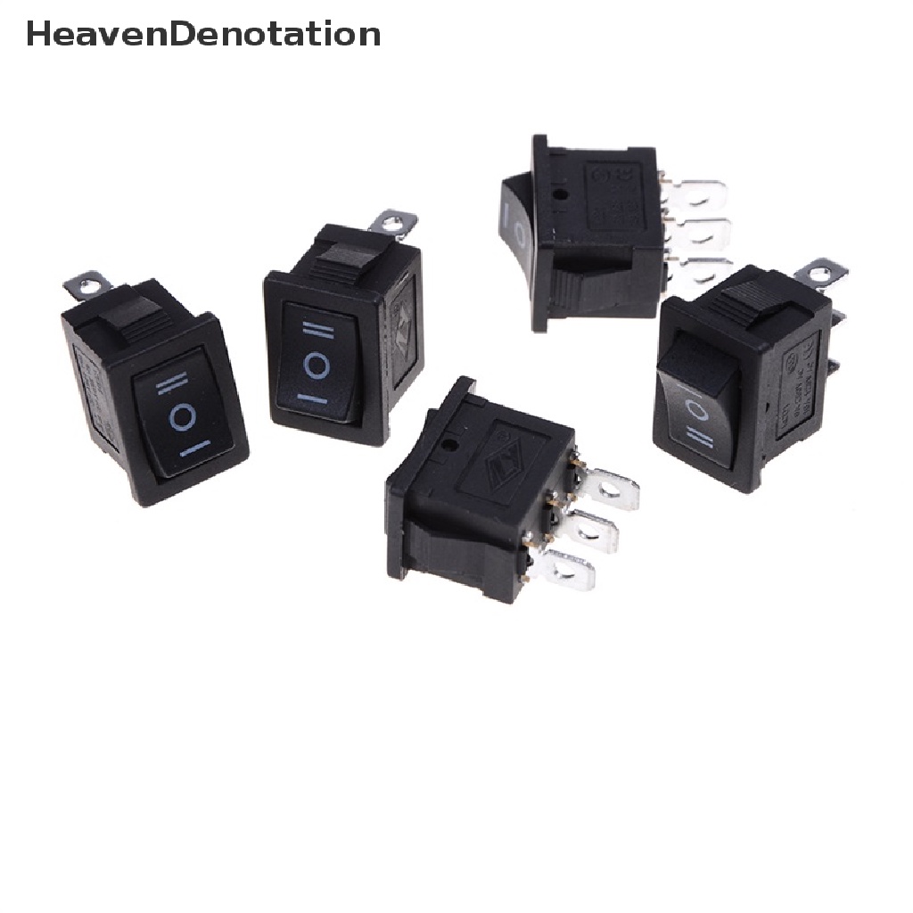 (Heavendenotation) 5 Pcs Saklar Rocker Switch Spdt On / Off 3 Pin Ac 6a / 250v 10a / 125v Warna Hitam