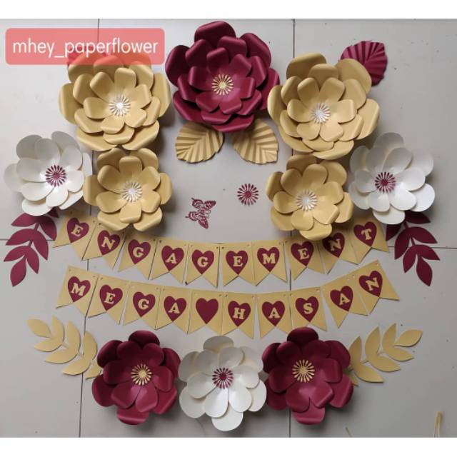 Paket Paperflower backdrop hiasan  dinding lamaran  murah  