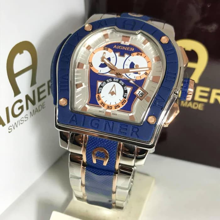 JAM TANGAN PRIA AIGNER ROMA SILVER 45MM PREMIUM GRADE AAA