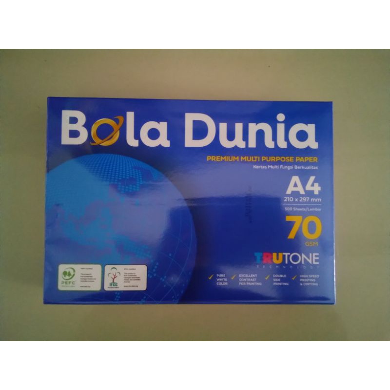 

Kertas A4 (210x297) Bola Dunia 70 GSM