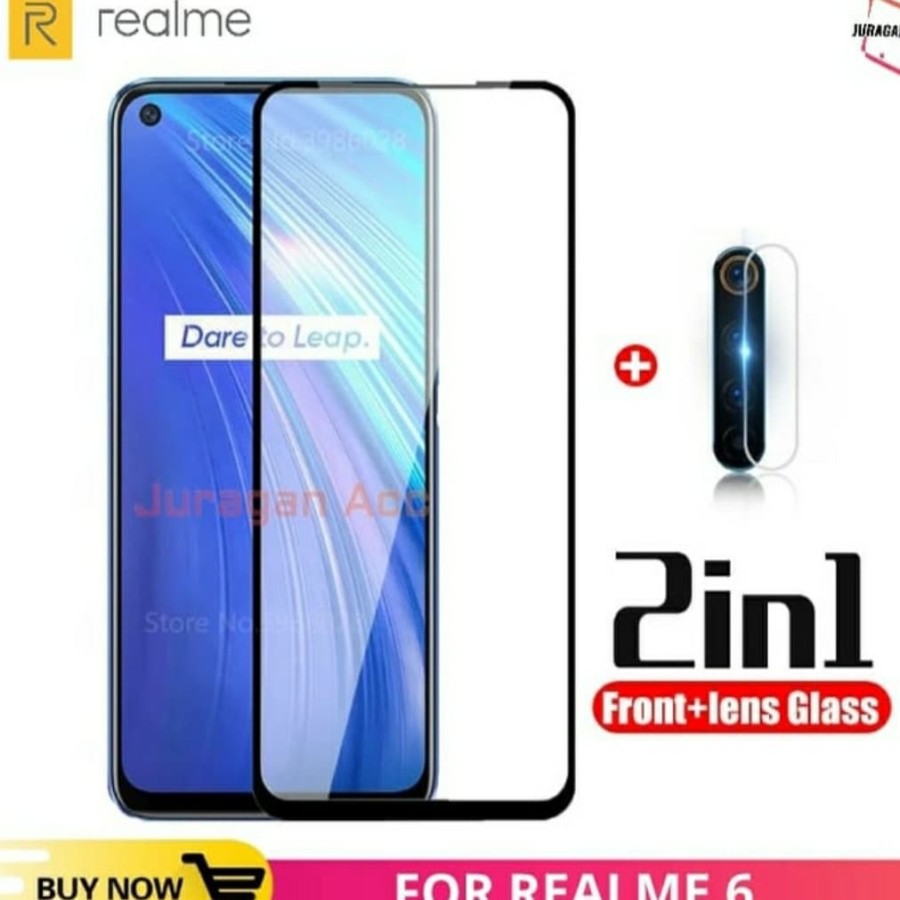 Tempered Glass 9D Realme 6 6 PRO + Tg Lensa Camera 2in1