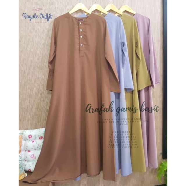 Arafah gamis abaya polos kancing depan size S-XXXL