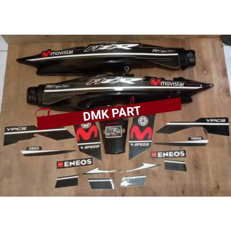cover body belakang yamaha fiz r Fizr set Striping stiker Movistar hitam body fiz Striping stiker li