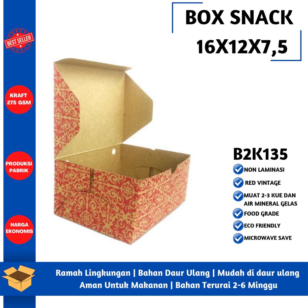 Box Snack Dus Kue Snack Box 16x12 (B2K135-Non Laminasi)