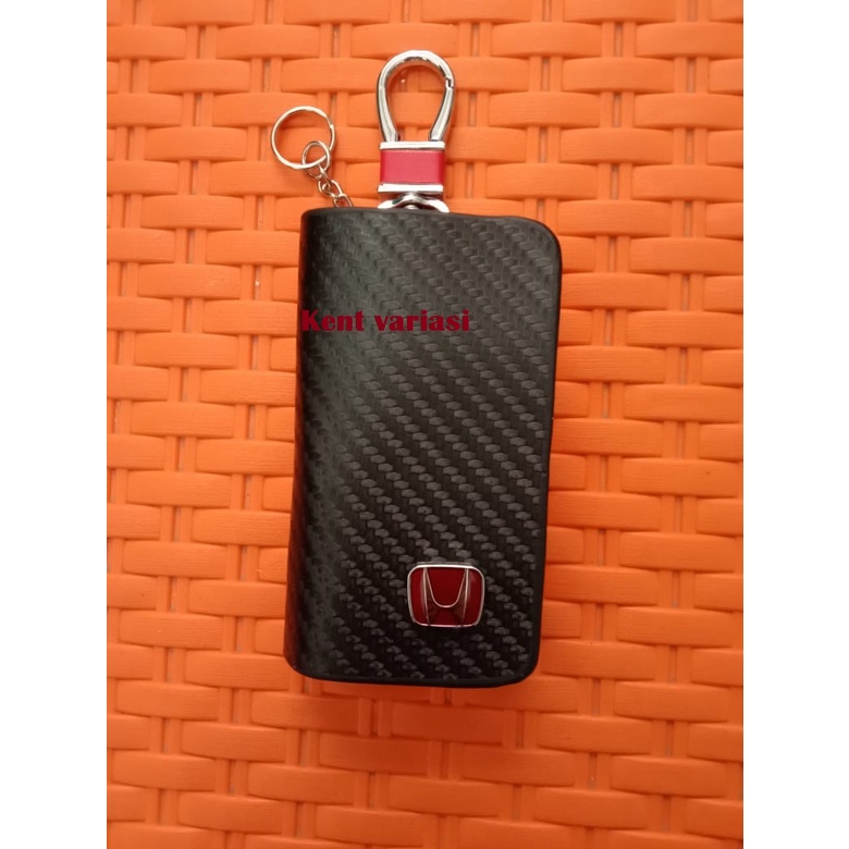 Dompet STNK Carbon Gantungan Kunci Mobil Logo Honda Universal