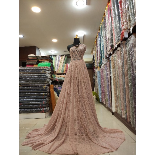 Kain Brokat Lace Katun Abstrak Kebaya Pastel 2022