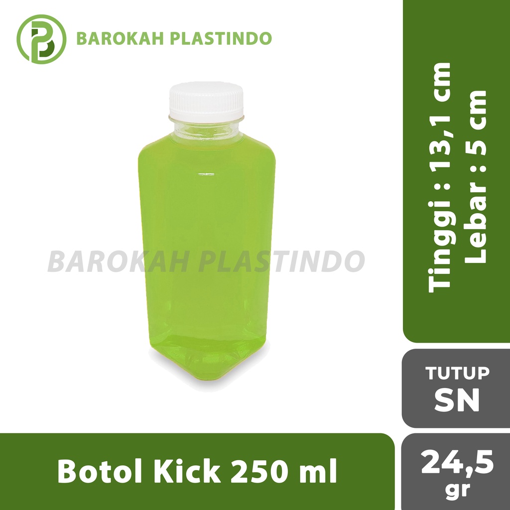 Botol Kick 250 ml  / Botol Plastik 250 ml / Botol Kotak 250 ml / Botol 250 ml