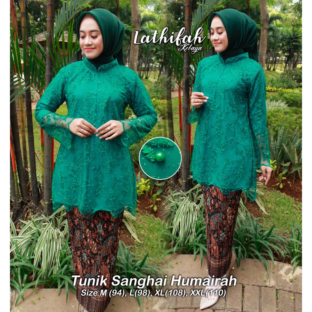 stelan kebaya tulle shanghai hijau ternew