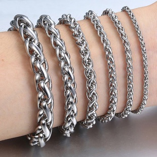 Gelang Rantai Bahan Titanium Steel Warna Silver Untuk Pria Dan Wanita