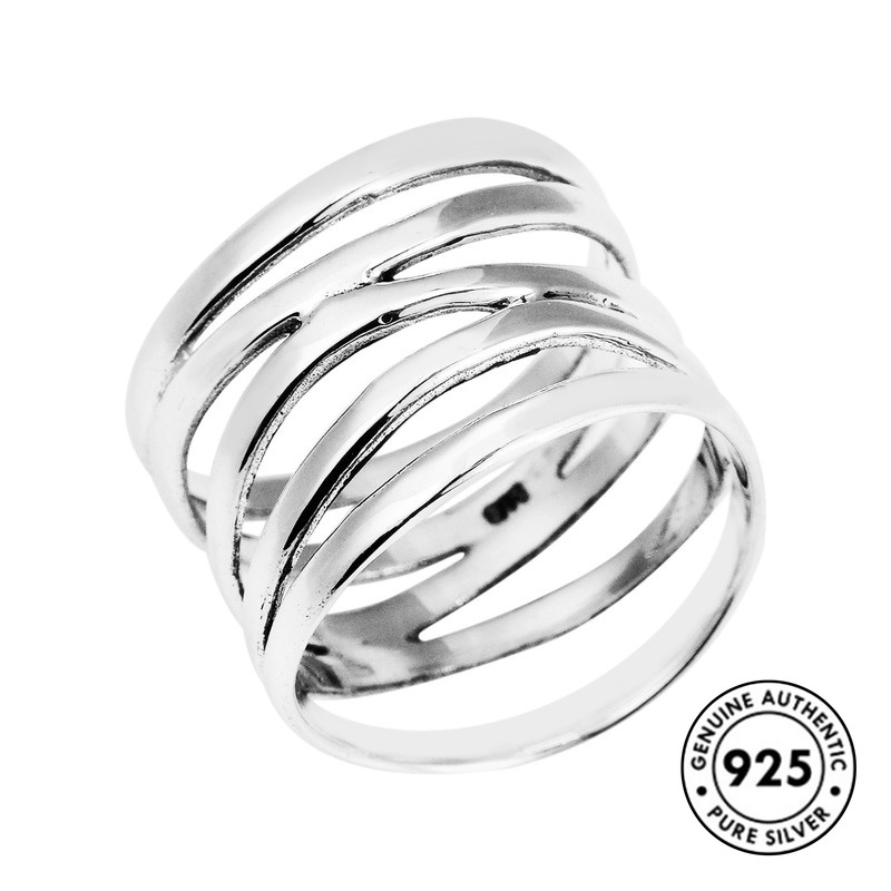 Cincin Lapis Silver S925 Model Tali Kepang Gaya Punk Unik