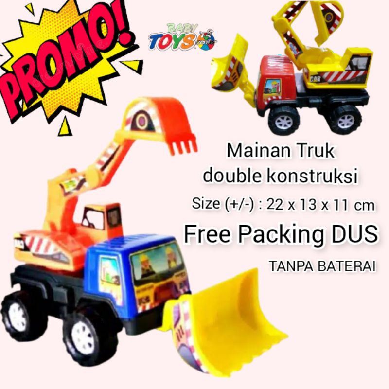 Mainan mobil excavator truk bego truk keruk double konstruksi