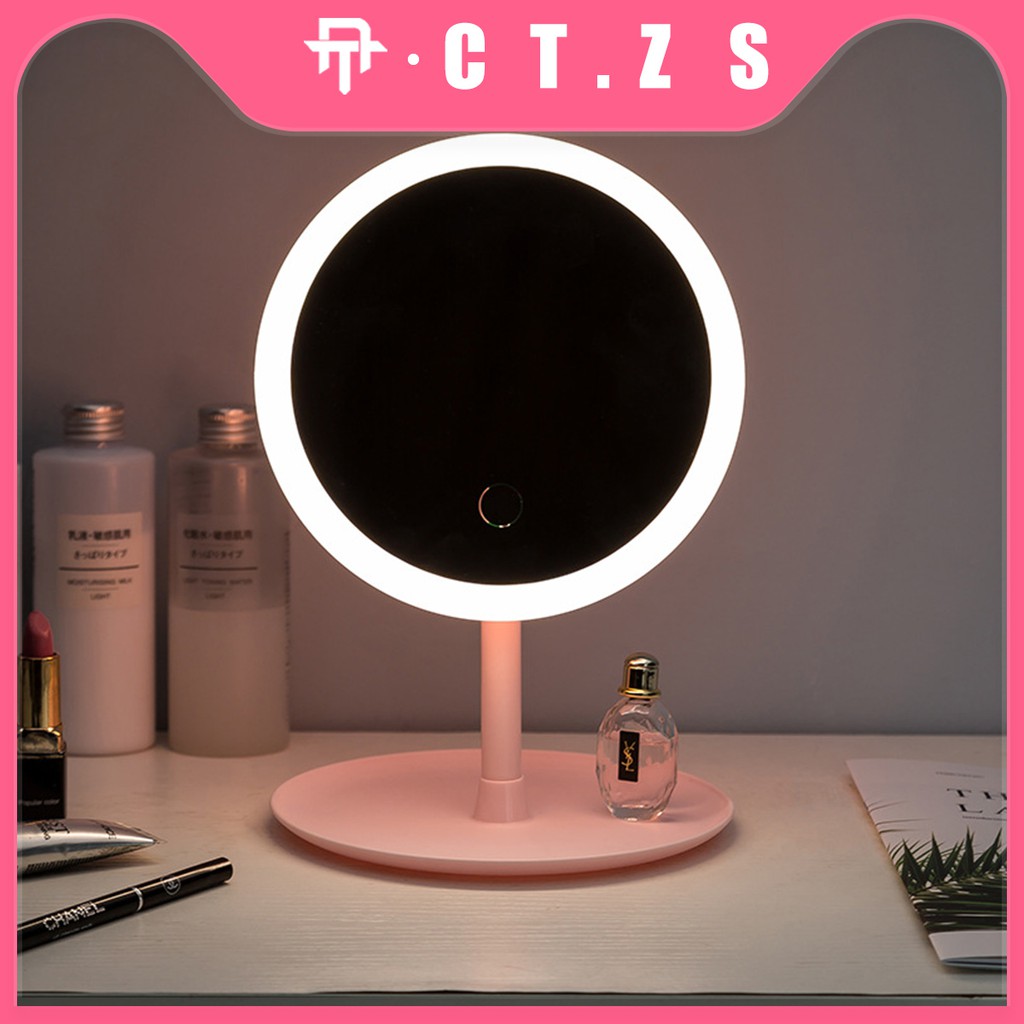 【CT】Cermin Kaca Rias Make Up Dengan Lampu LED Cantik 3 Warna Tombol Touch Screen #PR 15