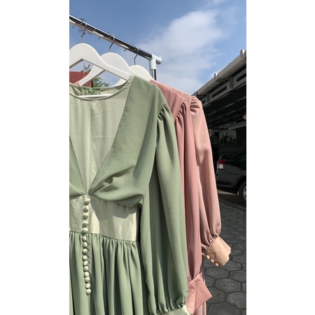FLORENCE DRESS PREWEDDING BRIDESMAID ALA KOREA VINTAGE-Willow Green