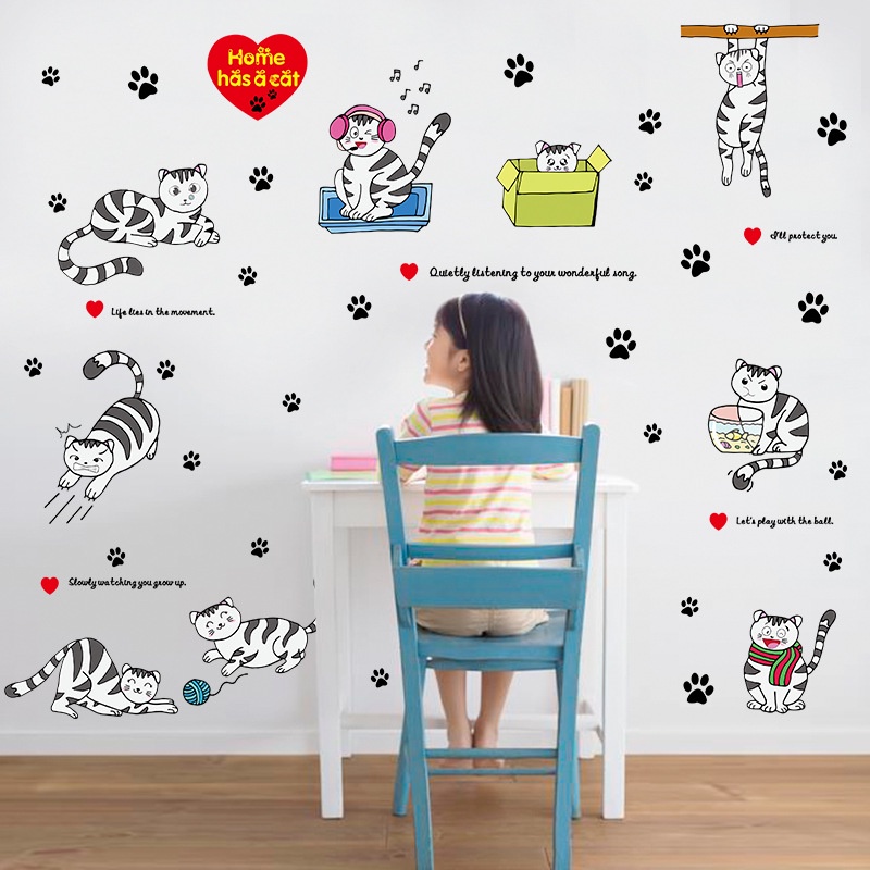 Reliza Wall Sticker Cat Home Kucing Hitam Stiker Dinding ldr9049