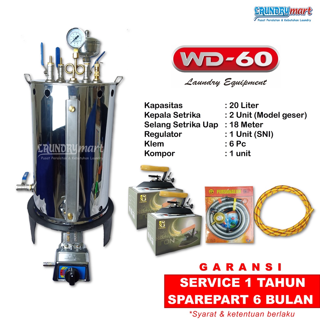 SETRIKA/SETRIKA UAP/SETRIKA UAP LAUNDRY BOILER 25 LITER 2 KEPALA SETRIKA GARANSI 1 TAHUN