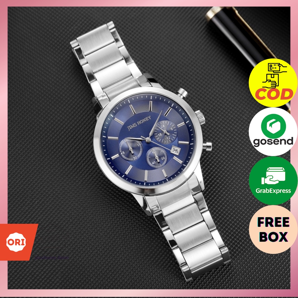 JAM TANGAN JIM HONEY 8305 Pria Laki-Laki Fashion Mewah Elegant Besar Analog Import JH Ori Murah