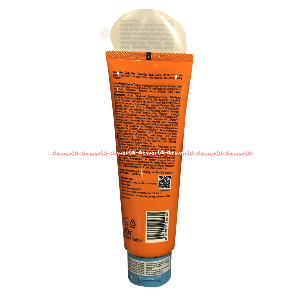 Guardian SPF 50 Daily Sun Protection 100ml Body Lotion Air Sunblock Sunblok Untuk Kulit