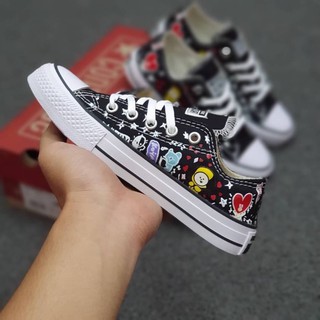  SEPATU  ANAK CONVERSE  X BT21 KARAKTER  BLACK WHITE KIDS 