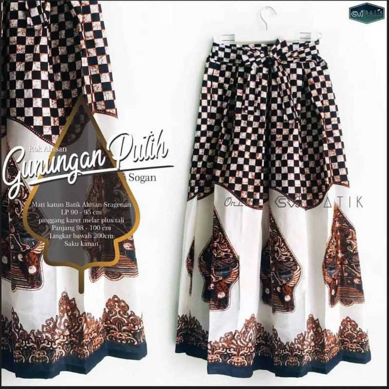 Rok Batik Wanita Motif Gunungan Putih Tulang
